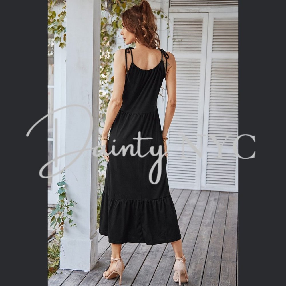 Delicate Crochet Bow Strap Ruffle Tier Dress - Picture 6 of 9
